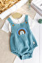 Sky Blue Belted 100% Cotton Baby Boy Salopet Summer Jumpsuit