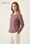 Women's Rose Dried Willow Leaf Patterned Blouse with Stones on the Chest and Sleeves, Mother Combed Cotton Blouse - 2