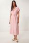 Belted Modal Shirt Dress Lub0360 Sugar Pink - 2