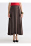 Nevavm Farkıyla Beli Kemerli A-Line Pleated Skirt