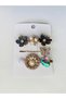 Brooch - Set of 3 Black Brooches with Flowers, Butterflies, Hearts and Pearl Details - 6