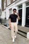 Salto Double Fabric Pleated Men's Cream Baggy Trousers Wide Leg Pants - 4