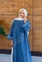 Women's Sequin Embroidered Bat Sleeve Denim Dress - 3