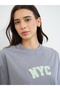 Blue Acid Wash NYC Slogan Cotton T-Shirt - 4