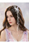 White Embellished Butterfly Hair Clip with Tassels - 3