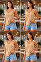 Women's Ring Detailed V-Neck Viscose Blouse - 4