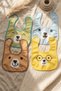 Set of 4 Cute Teddy Bear Character Waterproof Baby Bibs - Stain-Resistant, Velcro Baby Bibs - 3