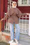 Brown Cape Collar Shirt with Tie - 2