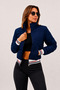 Women's Short Puffer Coat Stand Collar Zippered Bomber Jacket - 4
