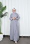 Buckle Detailed Tied Ayrobin Dress Gray Hnt85921 - 2
