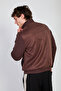 Men's stand collar ribbed suede jacket - brown - 5