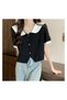Vintage Knitwear Women's T-Shirt with Baby Collar Detail - 4