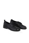 Black Leather Women's Low Heel Shoes - 2