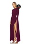 Women's Burgundy Cape Sleeve Backless Lined Maxi Dress - 2