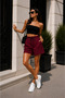 Women's City-Style Casual Shorts 43 cm Full Length Trendy Model with Belt Gift - 2