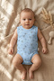 Baby Light Blue Nautical Patterned Sleeveless 100% Cotton Snap-On Bodysuit - Marine Series - 5