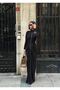 Women's Black Drawstring Button Detailed Maxi Dress Yel221789 - 5