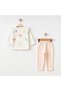 Baby Girl 100% Cotton Ruffled Butterfly Embroidered Top and Bottom Set Baby Girl Gift Set Blue Butterfly Set - 3