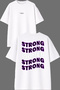 تي شيرت نسائي أبيض كبير الحجم بتصميم Strong Women مطبوع من الأمام والخلف