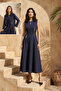 Misemramiss Minella Jacket Linen Dress Set 5209 Navy Blue