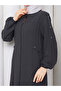 Anthracite Sports Button Detailed Zippered Plus Size Robe - 7