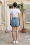 Thirty-Eight cm Blue Laser High Waist Slitless Lycra Skirt with Ripped Detail - 3