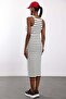 Ecru Striped Corduroy Dress - 4