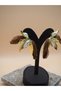 Stainless Steel Women's Gold Earrings with Leaf and Pearl Detail, Chocolate Brown Fabric, Anti-Allergic Earrings - 3