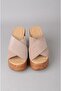 Seç 4022 Genuine Leather Padded Heel Slippers (Heel Height: 10 Cm, Platform: 3.5 cm) Mink Suede - 2