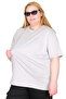 Mode XL Real Big Size Women's T-Shirt Bis Yaka Move-X U26114 Gri̇ - 3