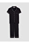 Lcw Dream Black Shirt Collar Women's Pajama Set - 5