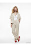 Beige Linen Blend Women's Trousers - 8