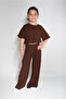 Girls' Brown Tulle Fabric Soft Oversize Loose Set - 8