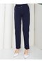 Women's Skinny Leg Elastic Waist Double Fabric Seasonal Front Tie Detailed Pocketed Trousers Black - 3