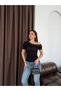 Women's Black One-Shoulder Lace Detailed Blouse Elt7219 - 4