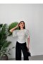 Women's White-Black Crew Neck Wide Sleeve Polka Dot Blouse Elt7249 - 5