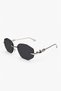 Jeweled Geometric Silver Rimmed Ultra Light Black Women's Sunglasses - 2
