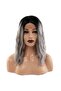 Fiber Synthetic Wavy Short Tulle Wig / Black Gray Ombreli