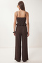 Flounced Blouse Trousers Crinkle Set Lfw0025 Brown - 5