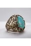 Bronze Vintage Women's Ring Authentic Copper Jewelry Turquoise Turquoise Stone Lace Model Adjustable - 2