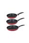Non Stick Fry Pan Set 3 Piece Aluminium Cookware with Spatula 20 22 24 cm Red Set - 2