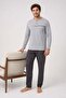 Men's Long Sleeve 100% Cotton Pajama Set Gray - 2