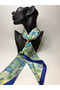 Ethnic Patterned Double-Sided Scarf with Gold Ring Detail (70X70 cm) - 2