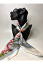 Chain Rope and Rose Patterned Double-Sided Scarf with Gold Ring Detail (70X70 cm) - 2