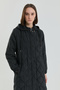 Plus Size Thin Quilted Mobile Hooded Overcoat - Black - 3