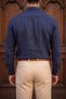 Berlin Navy Blue Colored Vertical Line Fabric Patterned Textured Regular Comfortable Fit Shirt - 4