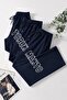 3 Pieces Unisex Regular Pipe Leg Navy Blue Color Sweatpants