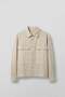Men's Boxy Fit Contrast Stitched Cotton Overshirt Shirt Ecru