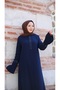 فستان أنيق مزين بالأحجار مع أكمام مطرزة - 5