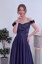 Women's Off Shoulder Floral Detailed Princess Pleated Satin Woven Dress White, Brown, Navy Blue, Black - 2